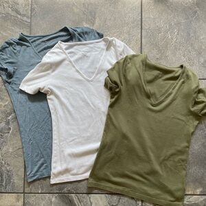 Women's Super Soft V-Neck T-Shirt Set - White, Green, Blue